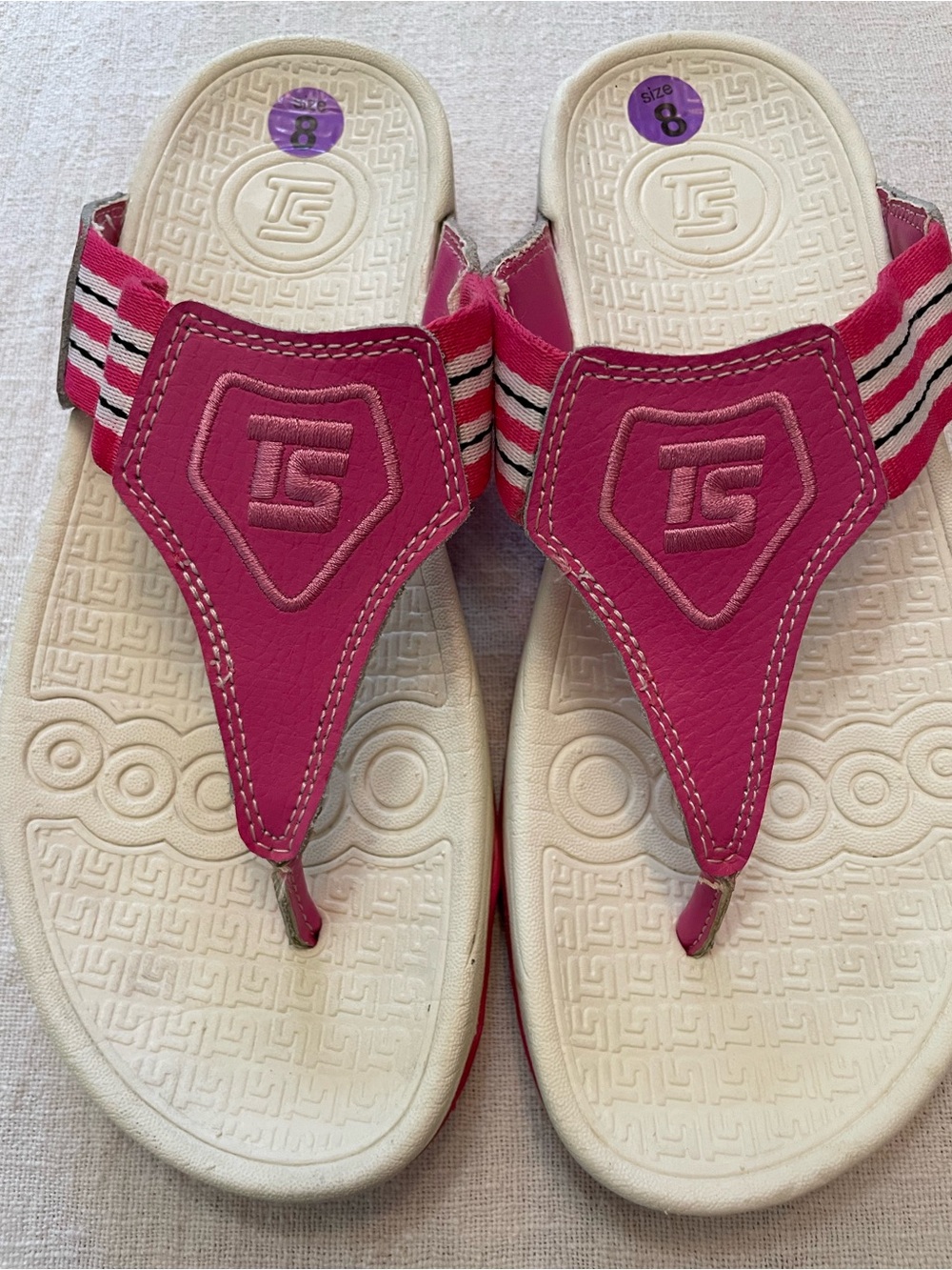 TheraShoe Pink/White Sandals size 8